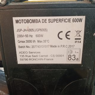 Motobomba de superficie con control