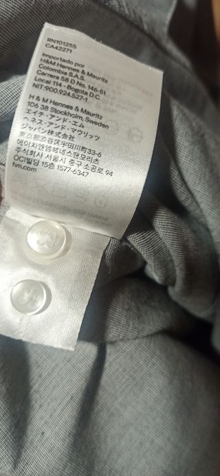 Camisa hombre H&M gris M easy iron