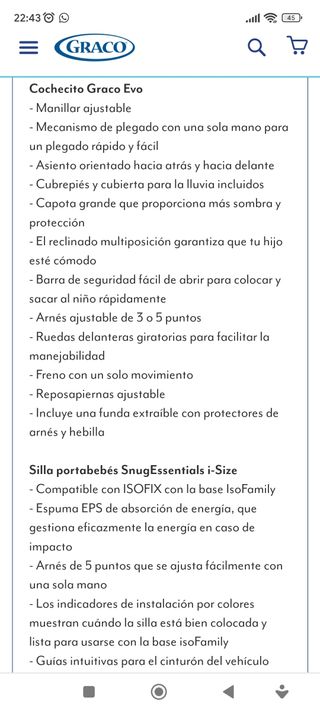 Trio Carro Bebé Graco Evo