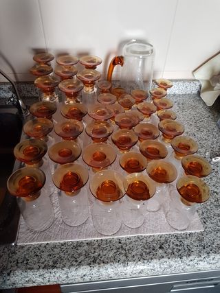 Cristalería tallada bicolor