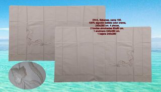 Sábanas, cama 150. 100% algodón batista color crem