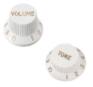 Botones Knobs potenciómetros color blanco y dorado