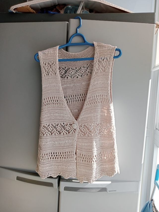 Chaleco crochet de punto, mujer