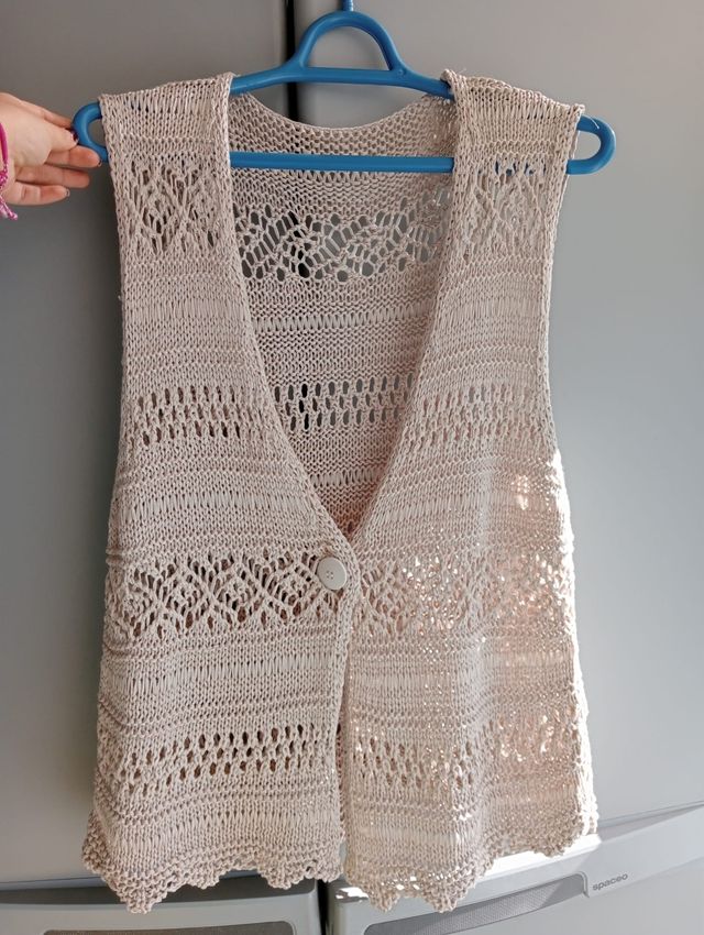 Chaleco crochet de punto, mujer