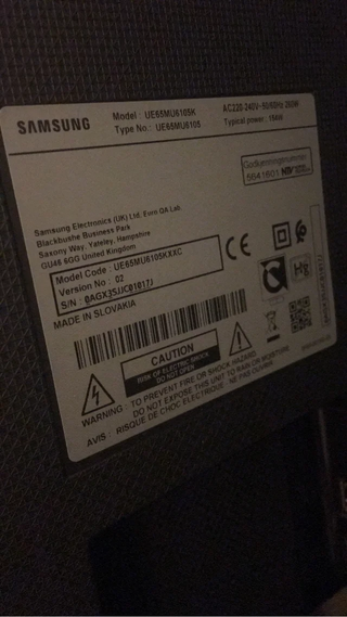 Repuestos televisión tv Samsung 65" UE65MU6105K.