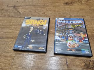 Fast Food Tycoon y Sting PC. SOLO CAJA SIN CDS