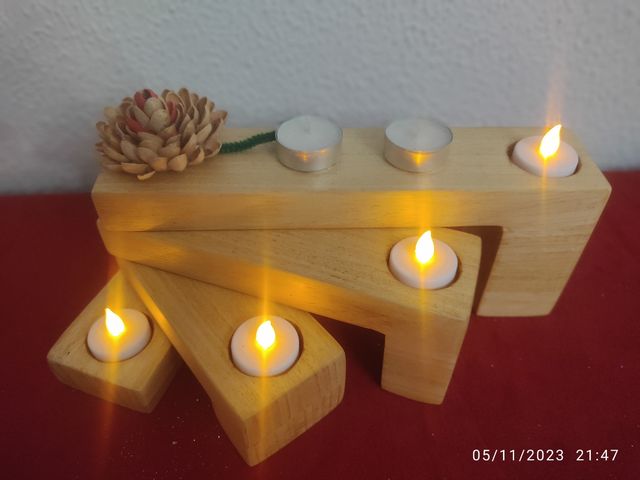 Navidad Decoración en madera maciza para velas