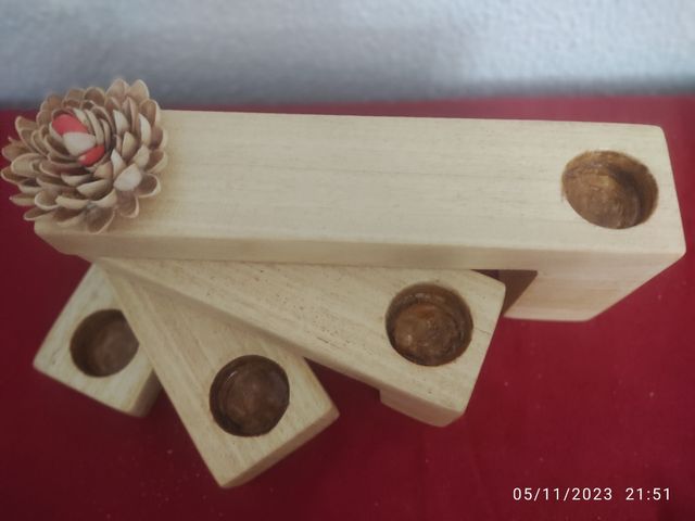 Navidad Decoración en madera maciza para velas