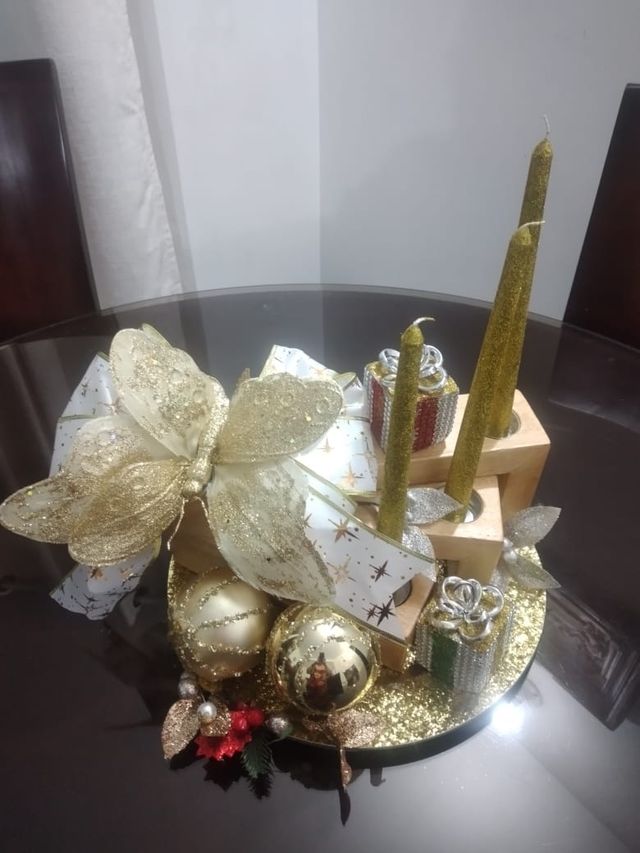 Navidad Decoración en madera maciza para velas