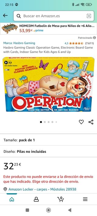 Juego mesa niños operación 