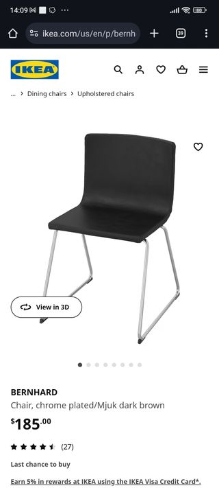 Silla Bernhard Ikea en piel crema