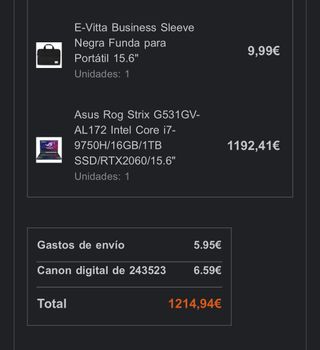 Asus Rog Strix G531GV-AL172 Intel Core i7-9750H