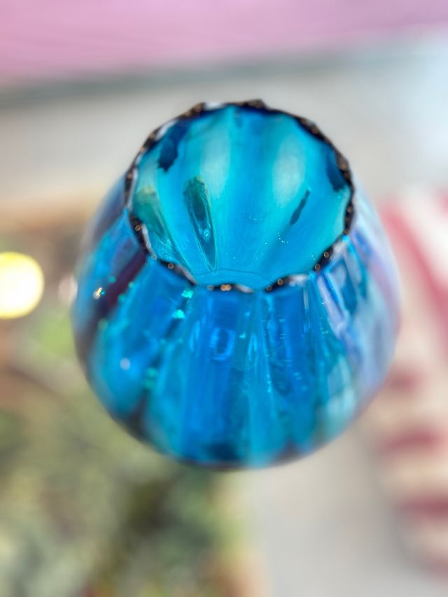 ¡Elegante flor de cristal azul vintage de los años