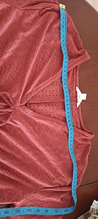 E082-Blusa escote en "V" color teja rosa