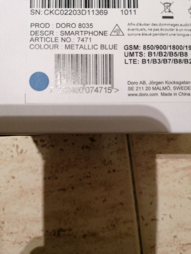 Movil para Mayores Doro 8035 Azul 16GB