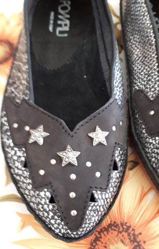Scarpe donna basse nero/argento con stelline