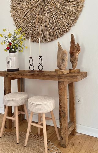 Mesa alta barra rústica madera maciza 