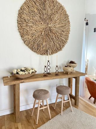 Mesa alta madera maciza rústica 