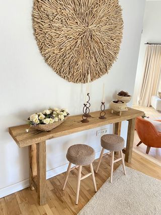 Mesa alta madera maciza rústica 