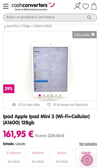 Ipad Mini 3 Wifi + Cellular 128gb
