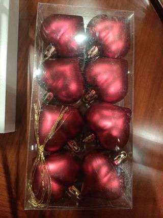 8 BOLAS NUEVAS NAVIDAD CORAZÓN ARBOL
