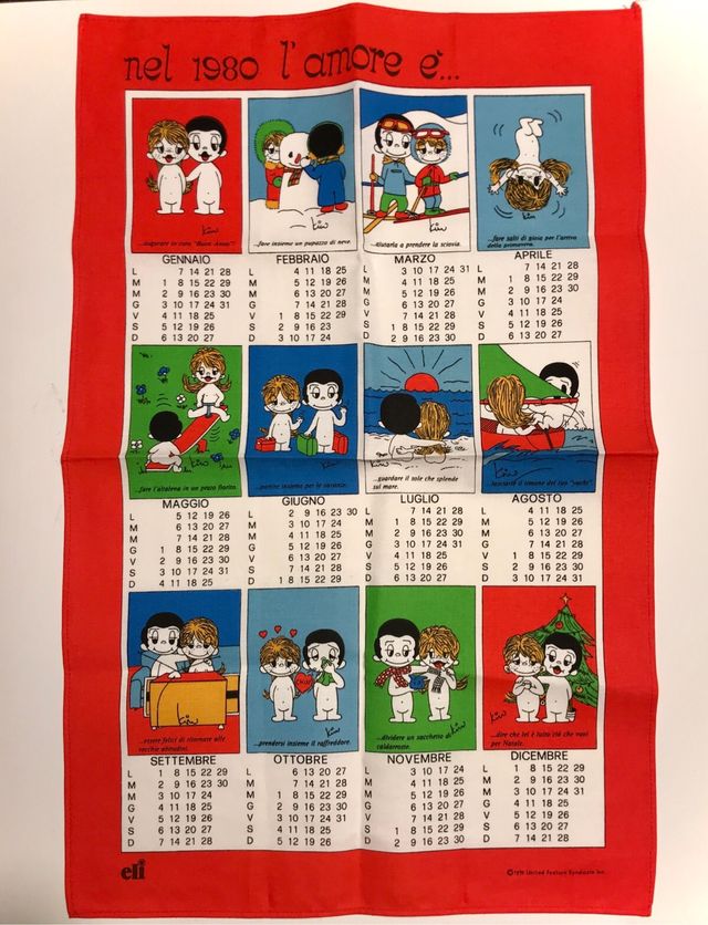 Canovaccio ELI calendario 1980 vintage "L'amore é"