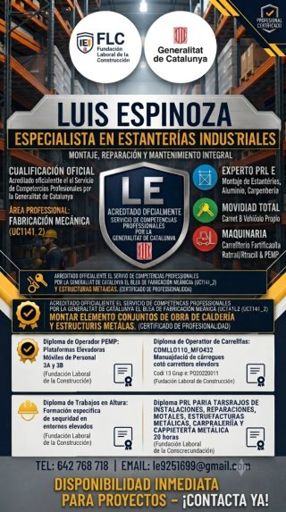 MONTAJES, REPARACIÓN Y MANTENIMIENTO DE ESTANTERIA