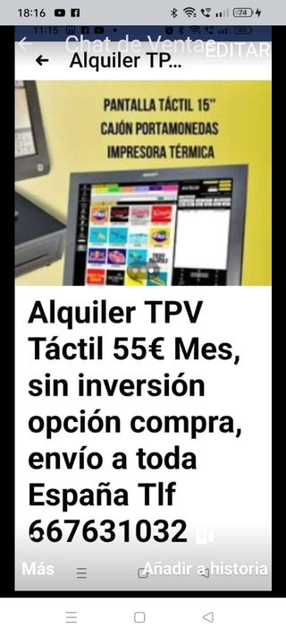 Alquiler TPV Táctil tlf667631032