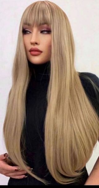 Espetacular peluca realista rubia sin raiz oscura