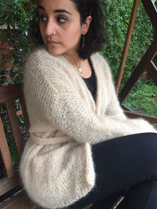 Chaque de mohair y lana, kimono tejido a mano