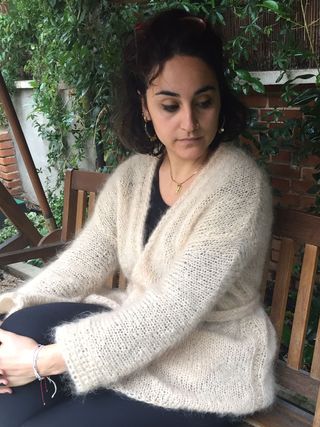 Chaque de mohair y lana, kimono tejido a mano