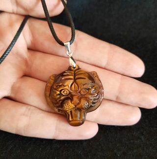 Colgante Tigre de Ojo de Tigre y Plata