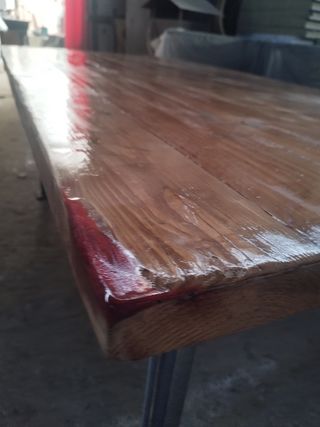 Mesa madera con patas de acero