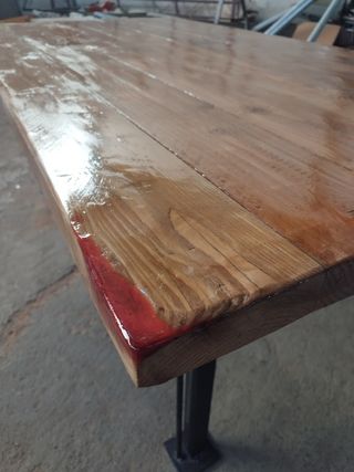 Mesa madera con patas de acero