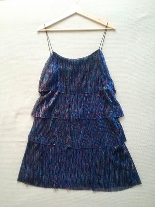 vestido fiesta azul brillante