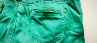 Pantalón pitillo verde liso mujer