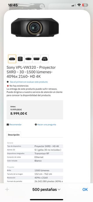 proyector Sony.