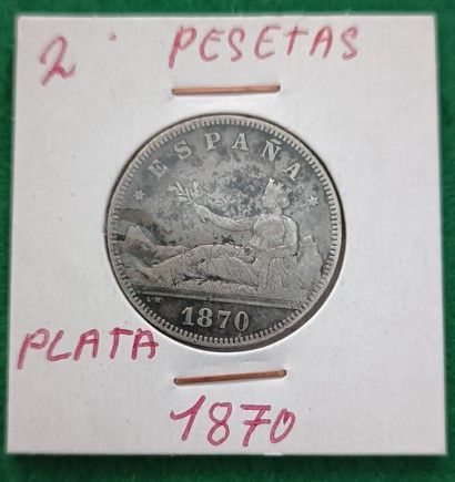 2 PESETAS 1870, GOVERNO PROVVISORIO IN ARGENTO