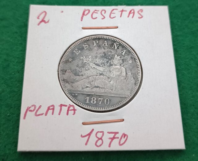 2 PESETAS 1870, GOVERNO PROVVISORIO IN ARGENTO