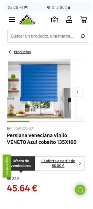 Persiana Veneciana azul Veneto vinilo