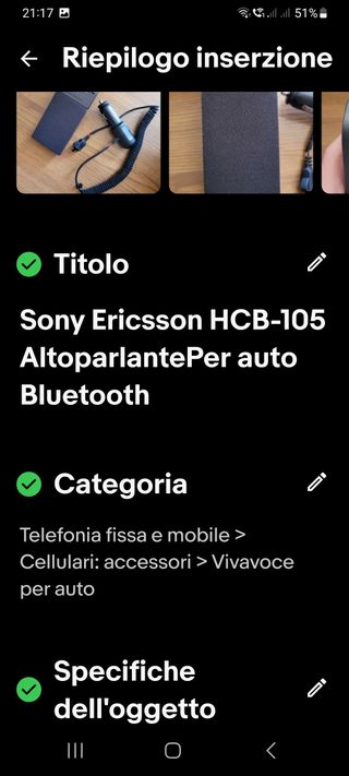 Autoportante per auto Sony Ericson Hcb-105