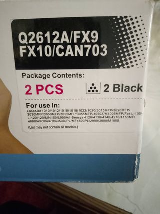 Tóner de impresora dos piezas