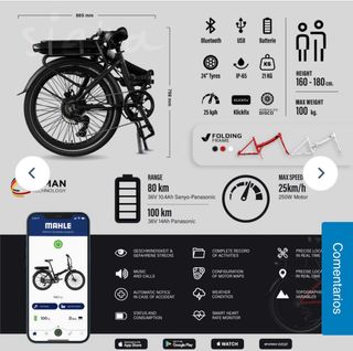 eBike plegable 24" - Legend Siena 14Ah Negro Onyx