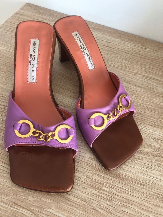 sandalias mulest malvas