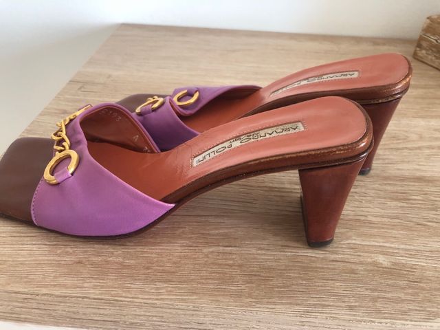 sandalias mulest malvas