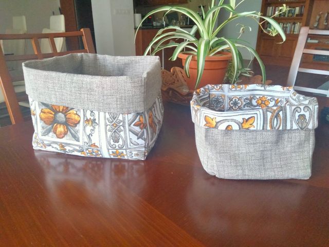 Cesta de tela reversible. Ideas para regalar