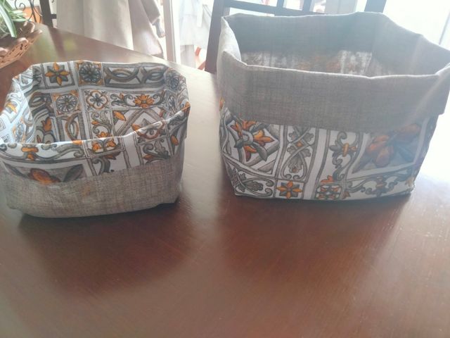 Cesta de tela reversible. Ideas para regalar