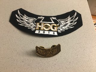 PARCHE Y PIN OFICIAL HARLEY DAVIDSON HOG 2016