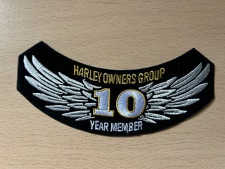 PARCHE OFICIAL HARLEY DAVIDSON HOG 10 YEAR MEMBER