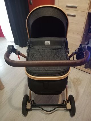 Silla paseo dúo convertible capazo negra dorada